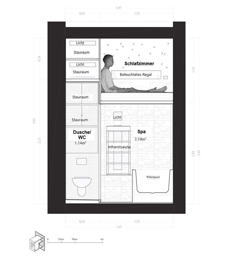 Grundriss kleinste Wohnung der Welt