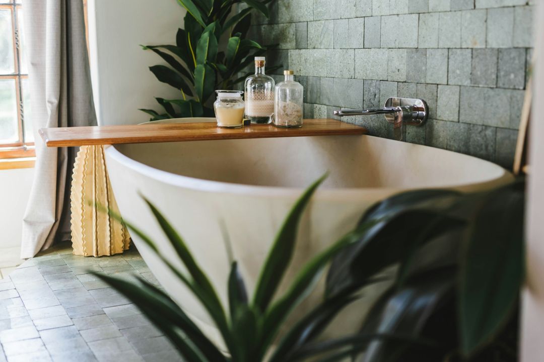 Badewanne mit Pflanzen
