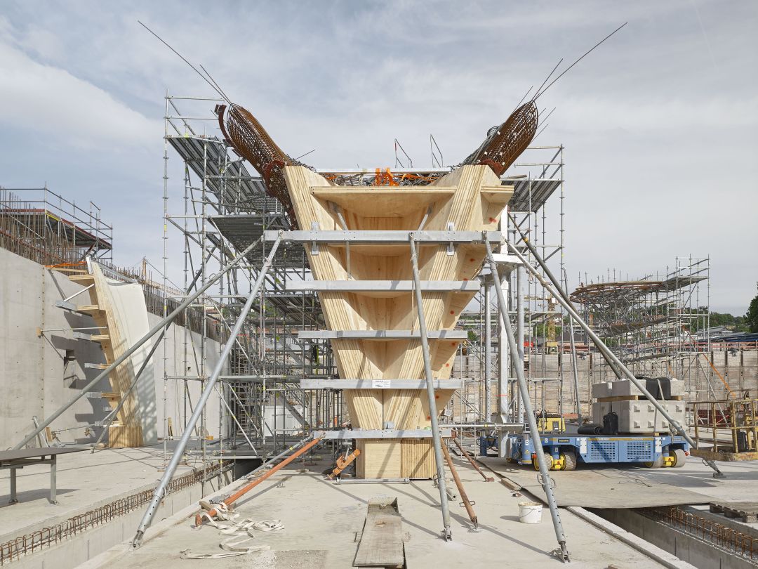 Baustelle von Stuttgart 21: Betonschalungen für die Kelchstützen