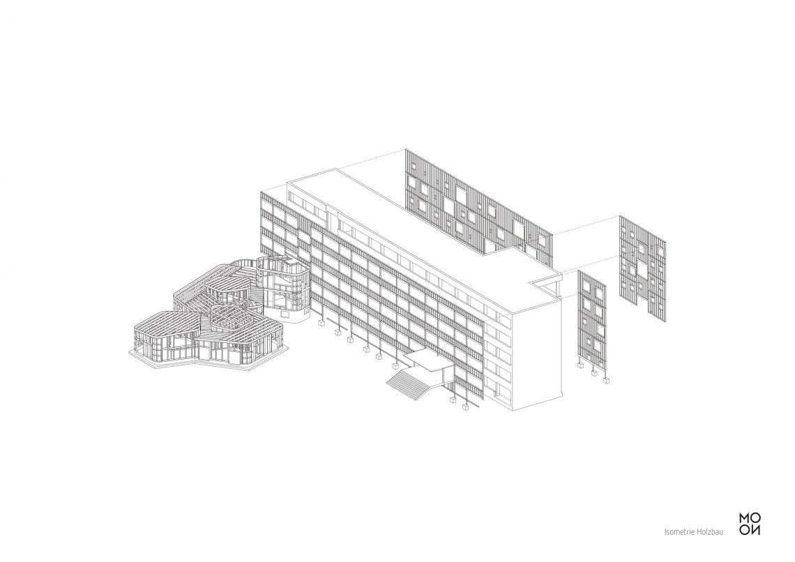 Hort am Prenzlauer Berg: Grafik Isometrie Holzständerkonstruktion